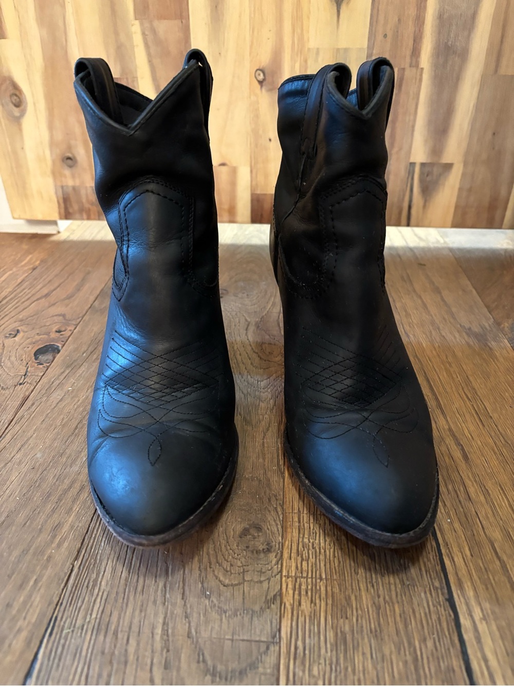 Frye Billy Short Black Leather Western Pull On Boots Size 9